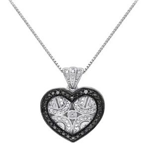 Fred Meyer 1/3 ct. tw. Black Diamond Heart Locket Pendant in Sterling Silver